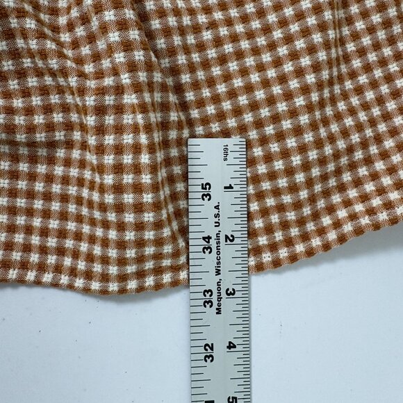 Madewell Gingham Puff Sleeve Wrap Dress Size XXL 2XL Golden Pecan Pockets NE793 - Picture 11 of 13
